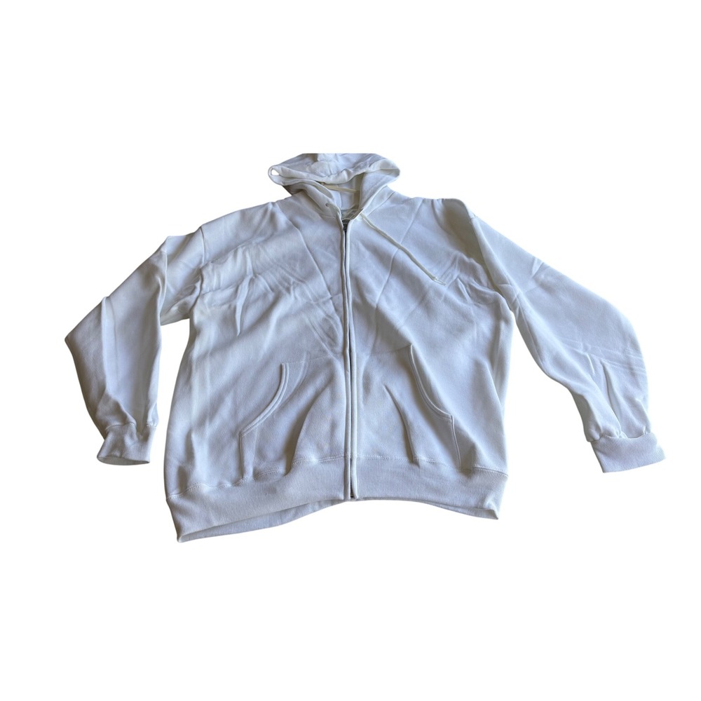 Vintage Cheetah White Zip Up Hoodie Sweatshirt XL 90s Deadstock NWT‎
